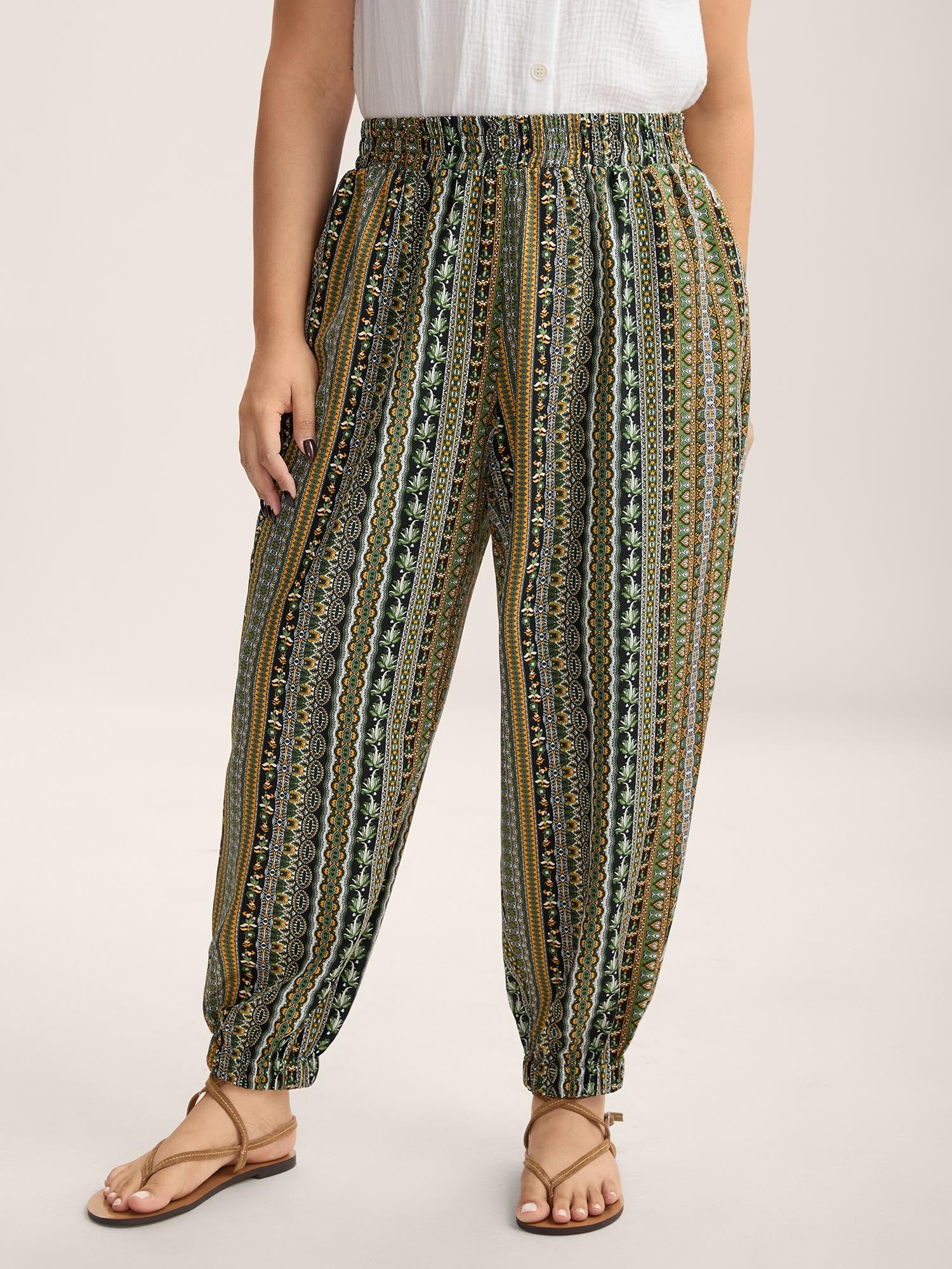 Boho Striped Split Jogger Pants