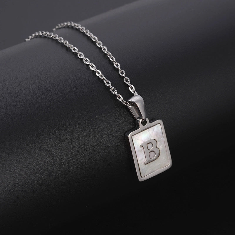 Minimalist Letter Rectangle 304 Stainless Steel Titanium Steel Shell 18K Gold Plated Plating Pendant Necklace