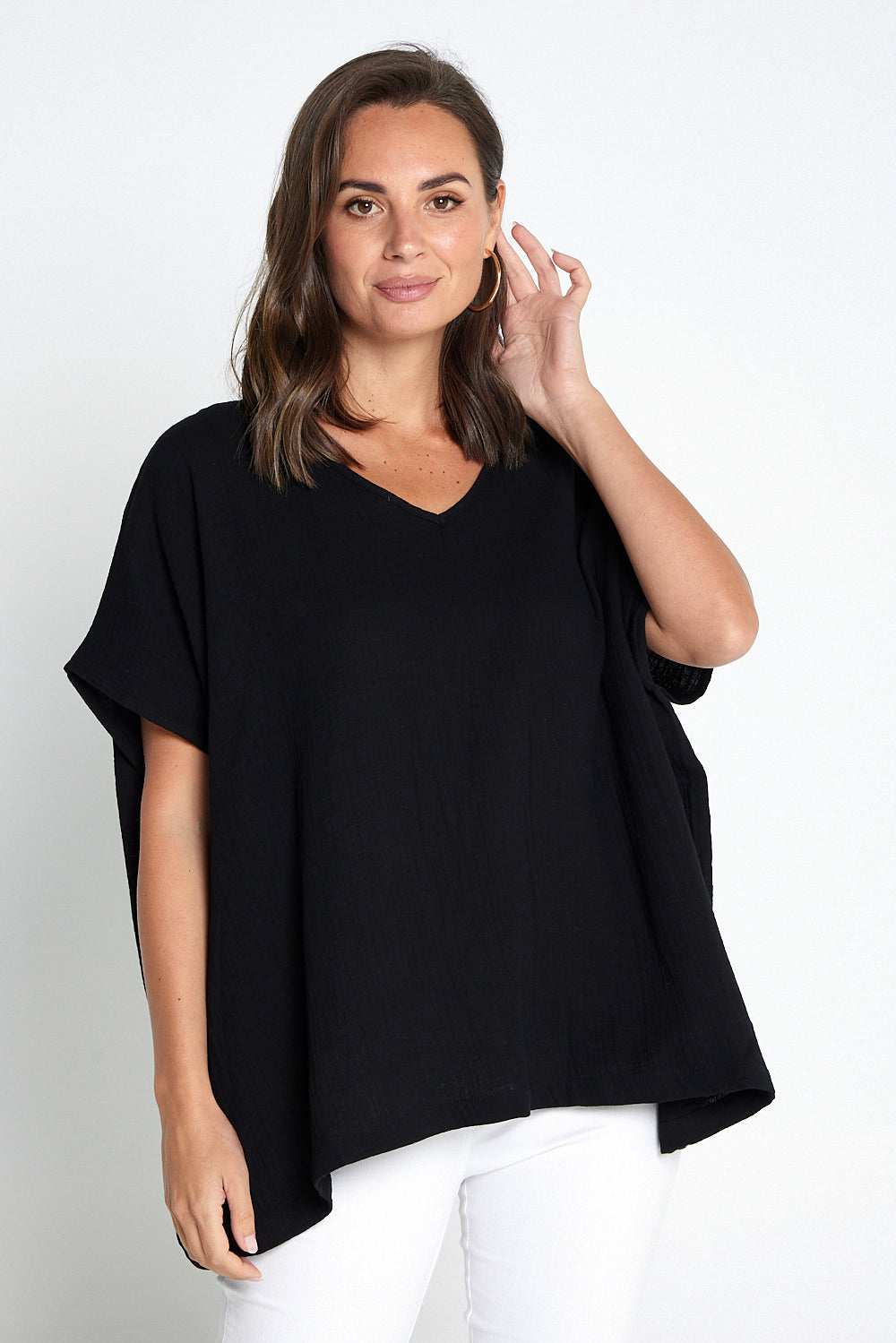 Fiji Cotton Muslin Top - Black