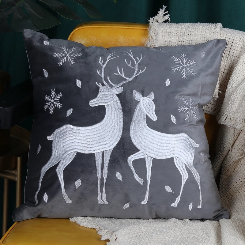 Fashion Christmas Tree Elk Short Plush Pillow Cases
