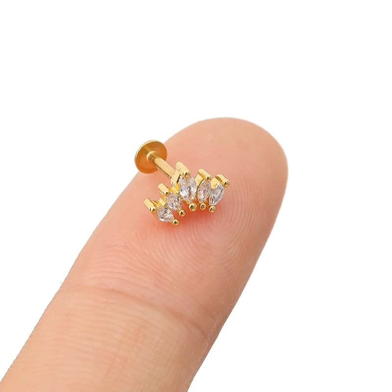 1 Piece Lip Rings Minimalist Classic Style Heart Shape Crown 316L Stainless Steel  Plating Inlay Zircon K Gold Plated Lip Rings Ear Cartilage Rings & Studs