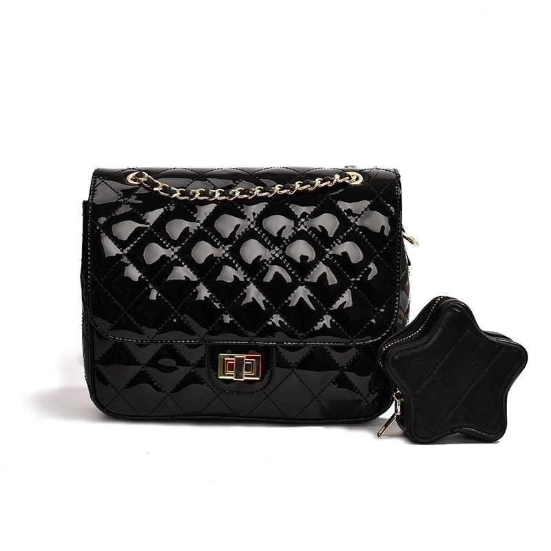 Women's Pu Leather Argyle Classic Style Square Lock Clasp Fashion Backpack