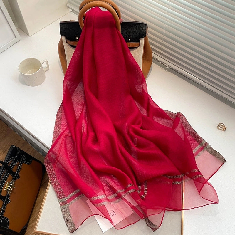 Women's Minimalist Solid Color Silk Fleece Silk Scarf