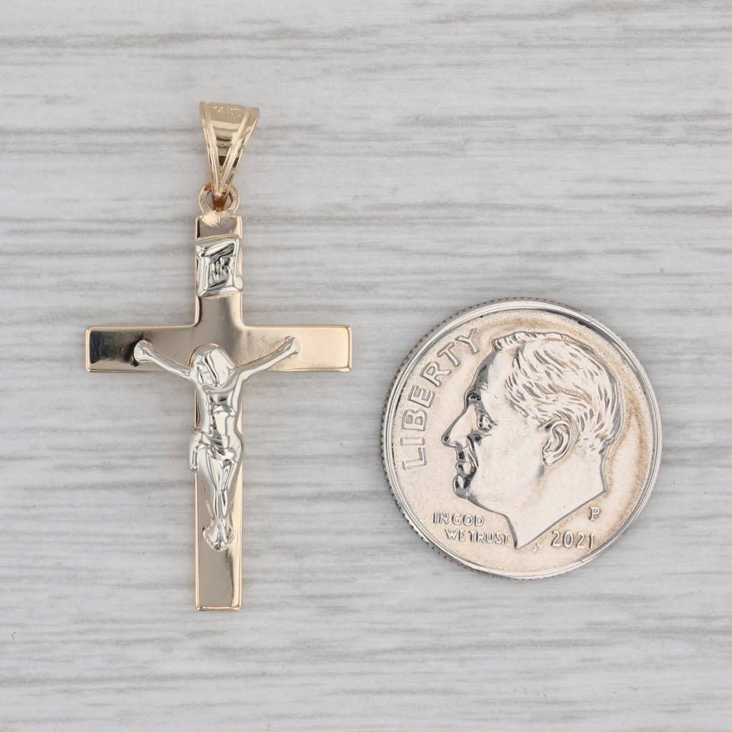 Crucifix Cross Pendant 14k Yellow White Gold Figural Religious Jewelry