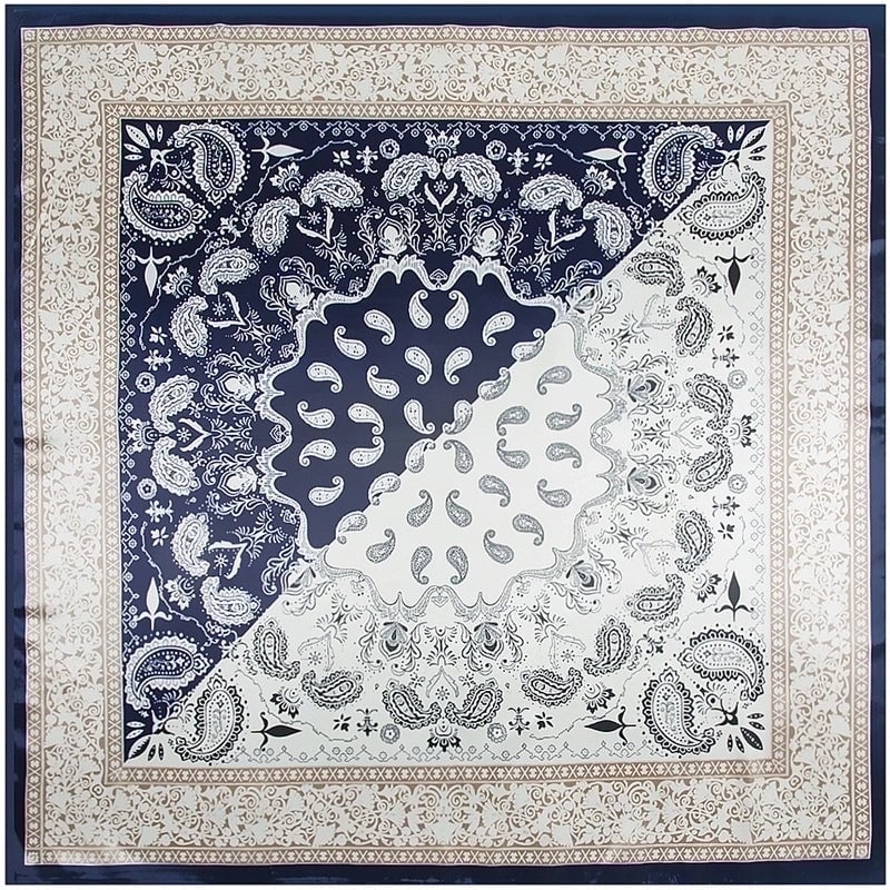 Silk Chain Carriage Oil Painting Flowers Ladies 90cm Square Scarf
