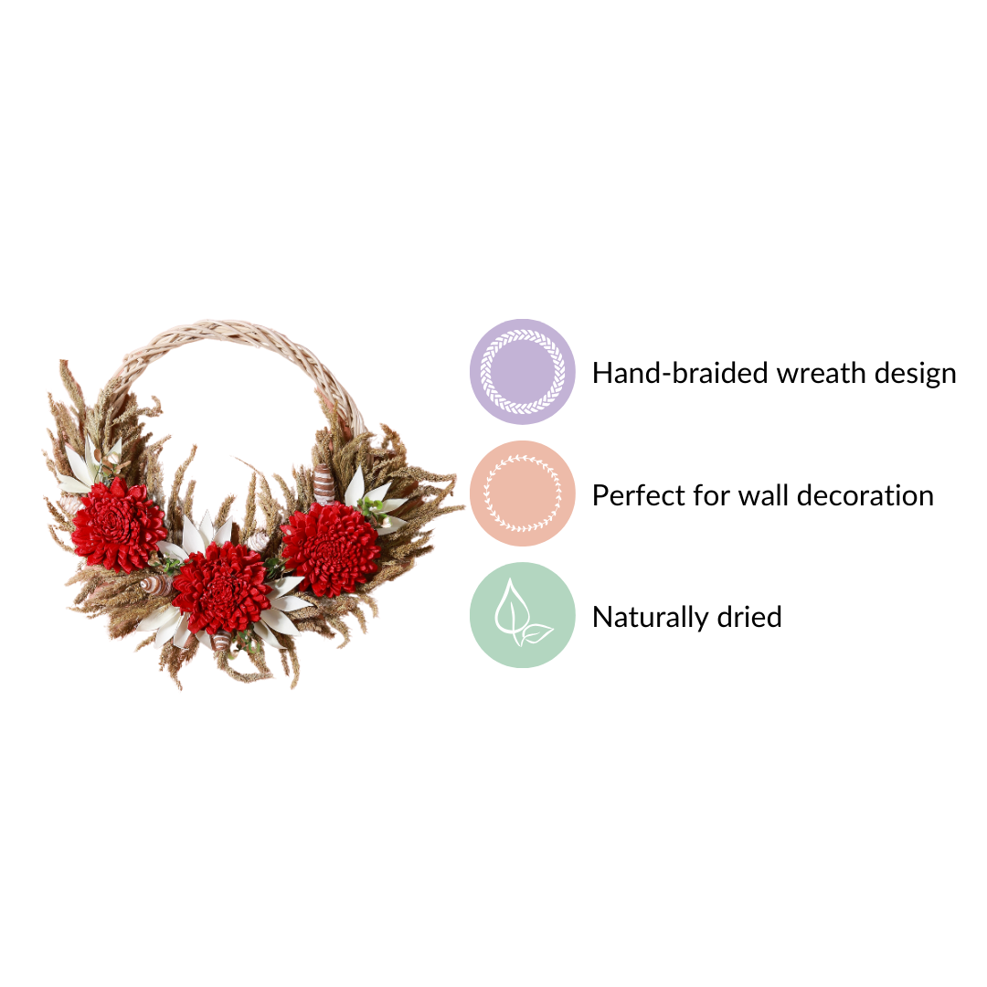 Festive Flower Wreath For Wall Decor