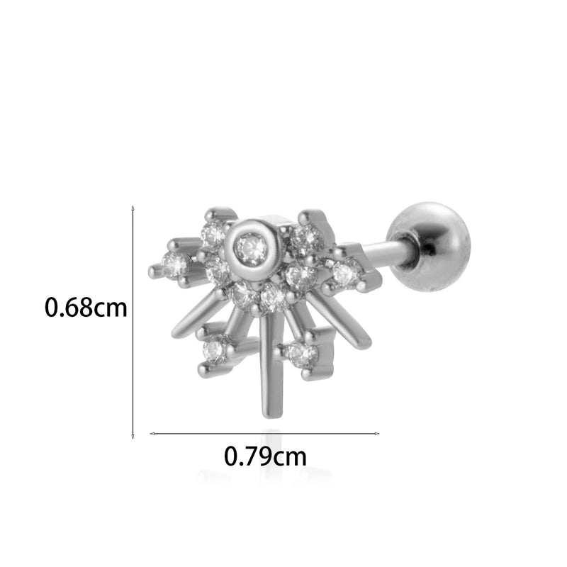 1 Piece Ear Cartilage Rings & Studs Minimalist Classic Style Star Moon Butterfly 316L Stainless Steel  Copper Plating Inlay Zircon