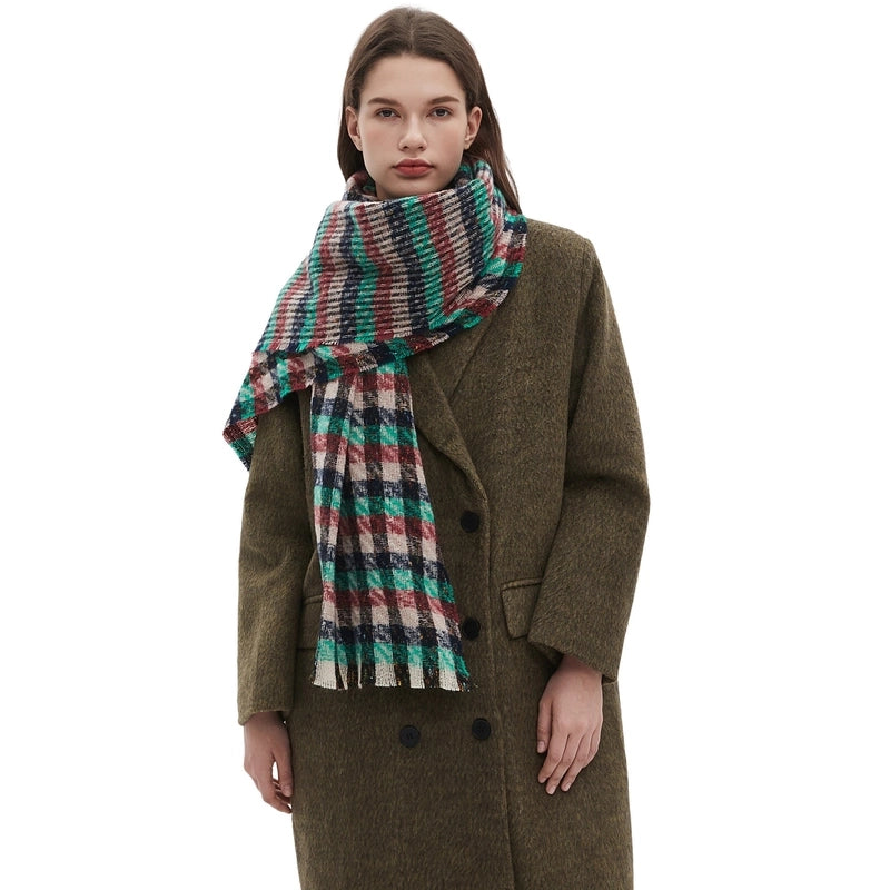 Unisex Casual Minimalist Lattice Polyester Tassel Scarf