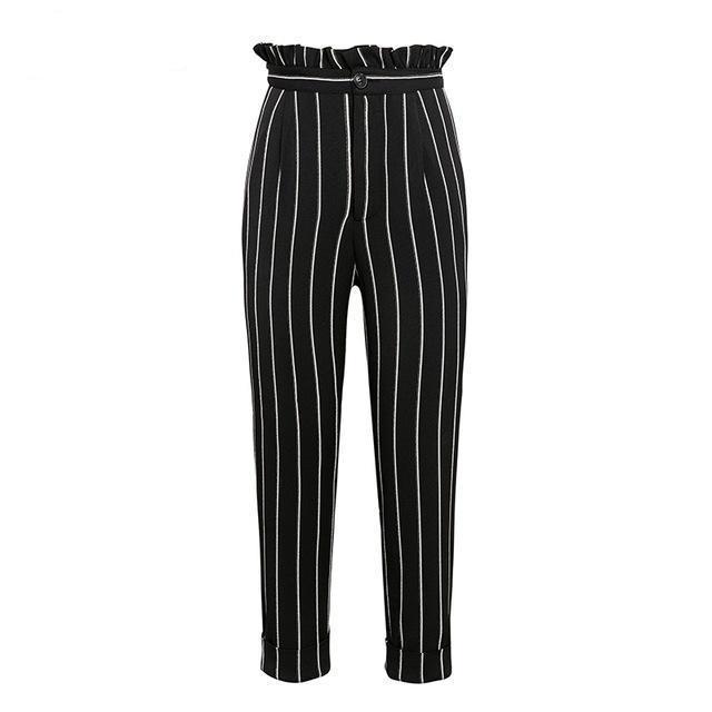 Vertical Striped Straight Trousers