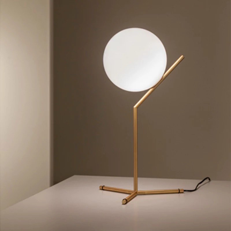 Modern Brass and Globe Table Lamp
