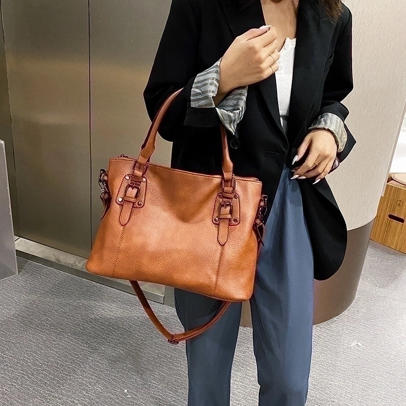 Women's Medium All Seasons Pu Leather Vintage Style Tote Bag