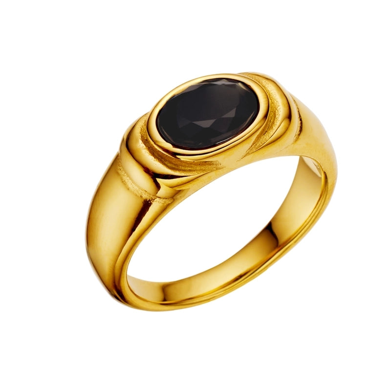 Vintage Style Baroque Style Minimalist Oval Twist Stainless Steel Titanium Steel Inlay Zircon Rings
