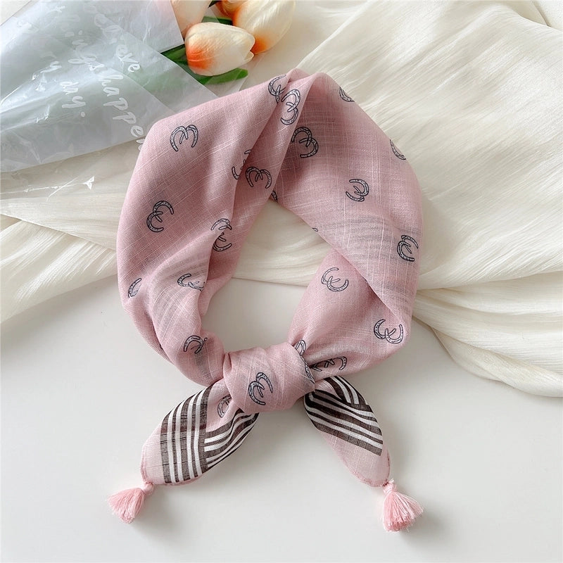 Women's Elegant Minimalist Flower Cotton And Linen Silk Scarf