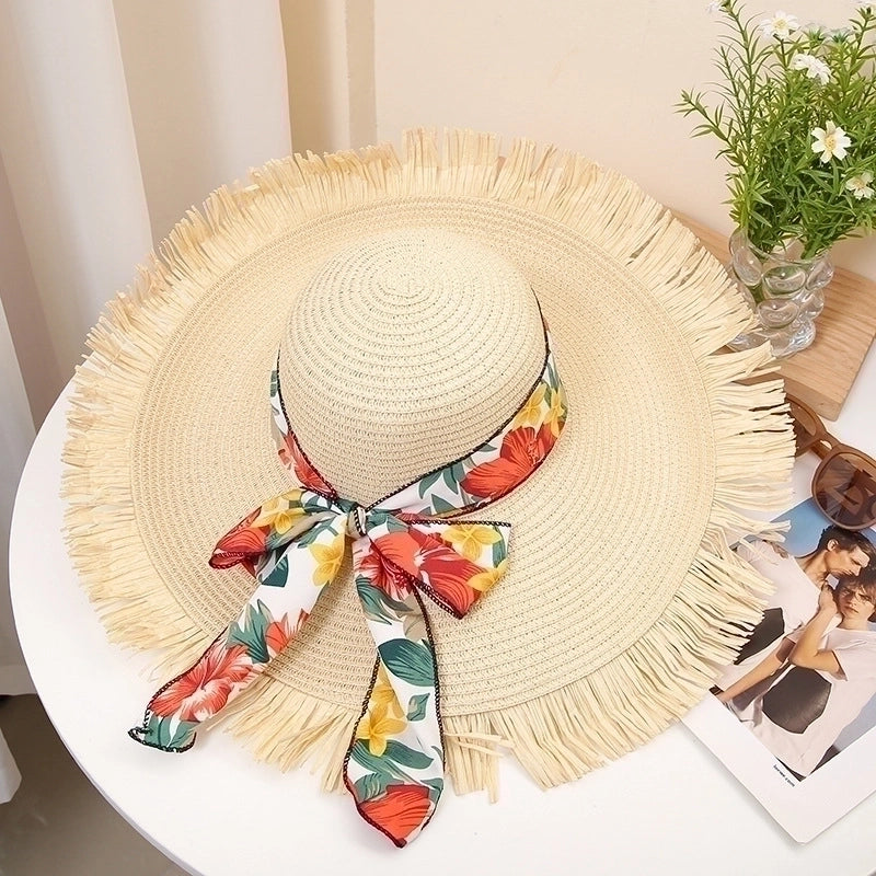 Women's Vacation Beach Solid Color Big Eaves Straw Hat