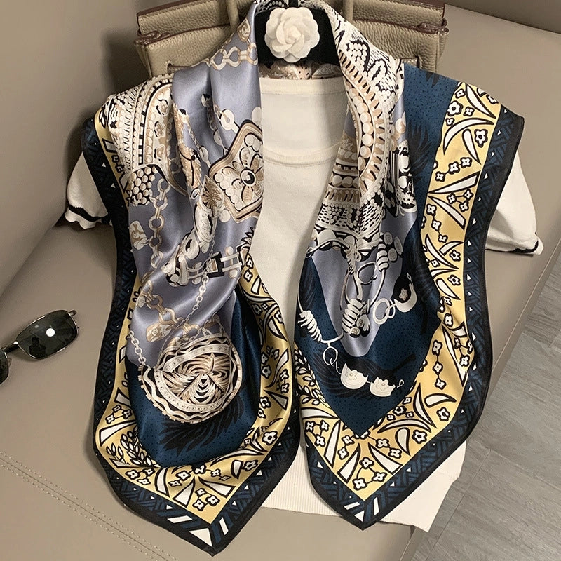 Women's Elegant Minimalist Printing Silk Printing Silk Scarf