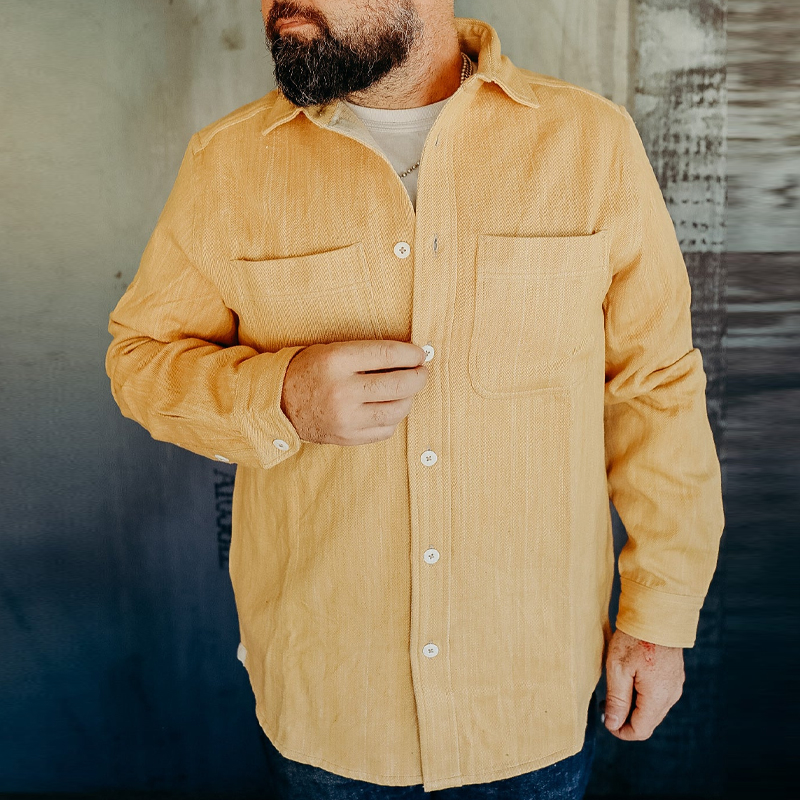 Classic Handwoven Yellow Denim Shirt