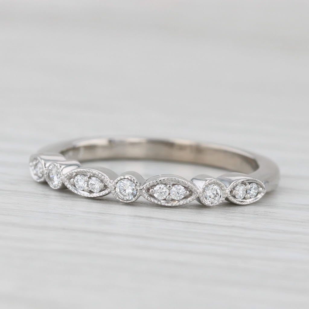 0.10ctw Diamond Ring 14k White Gold Stackable Wedding Band Size 6.5