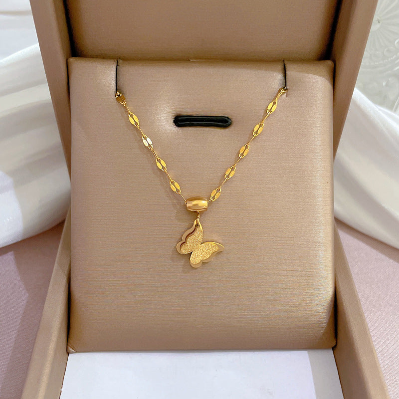 2 Pieces Cartoon Leaf Gourd Lily Of The Valley Geometric Titanium Steel Electroplating Necklaces