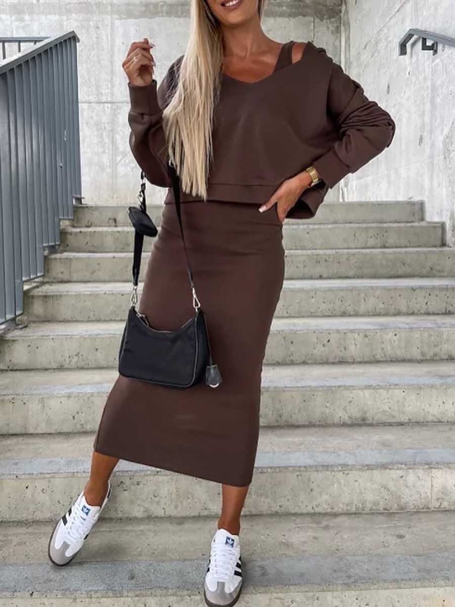 Sweatshirt Slim Dress 2-Piece Set