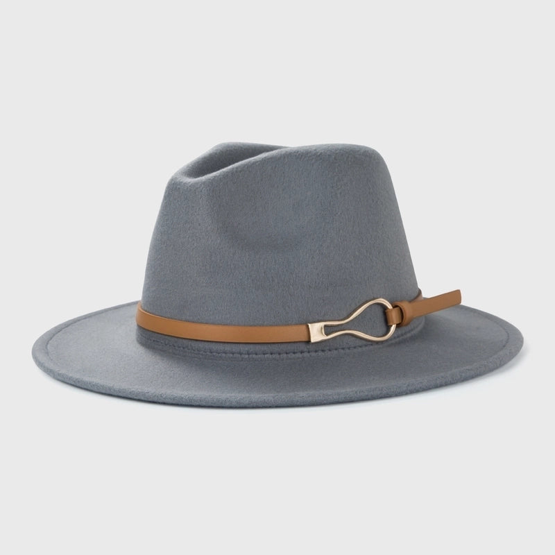Retro Woolen Hats Men's Belt Hat Simple Big Brim Jazz Hat