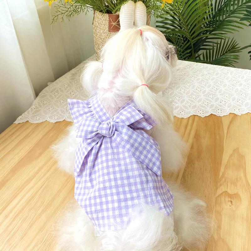 Plaid Bow Puppy Dresses