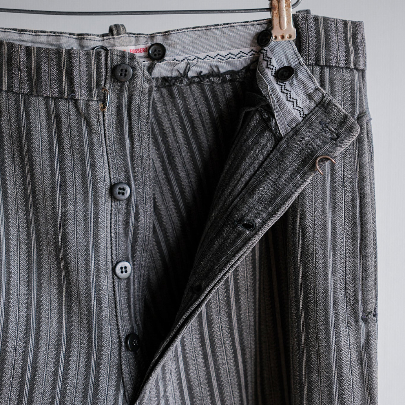 Men's Vintage Grey Cotton Striped Cargo Pants