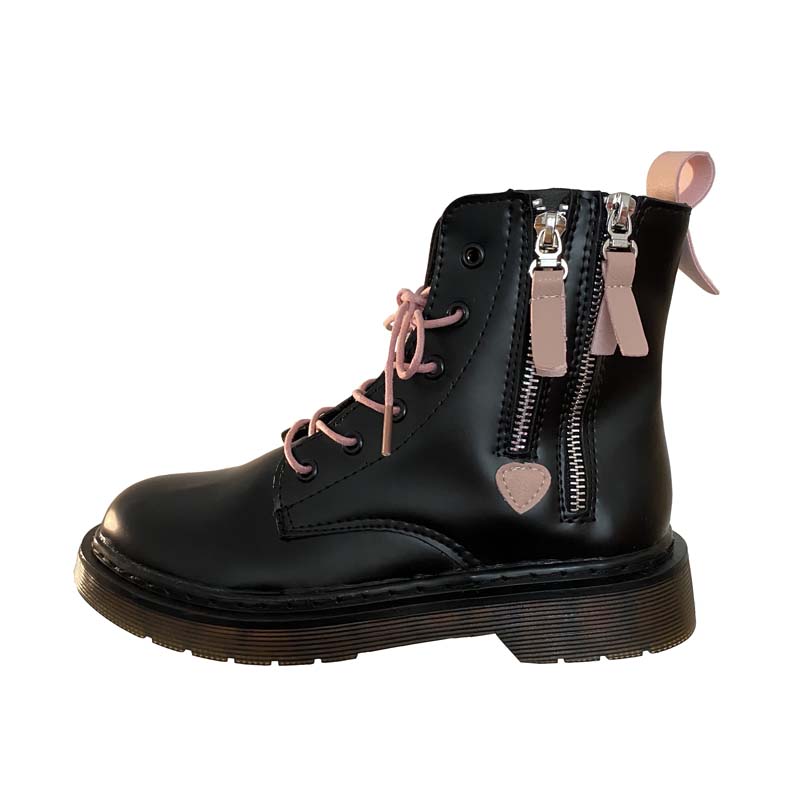 Black + Pink Martin Boots