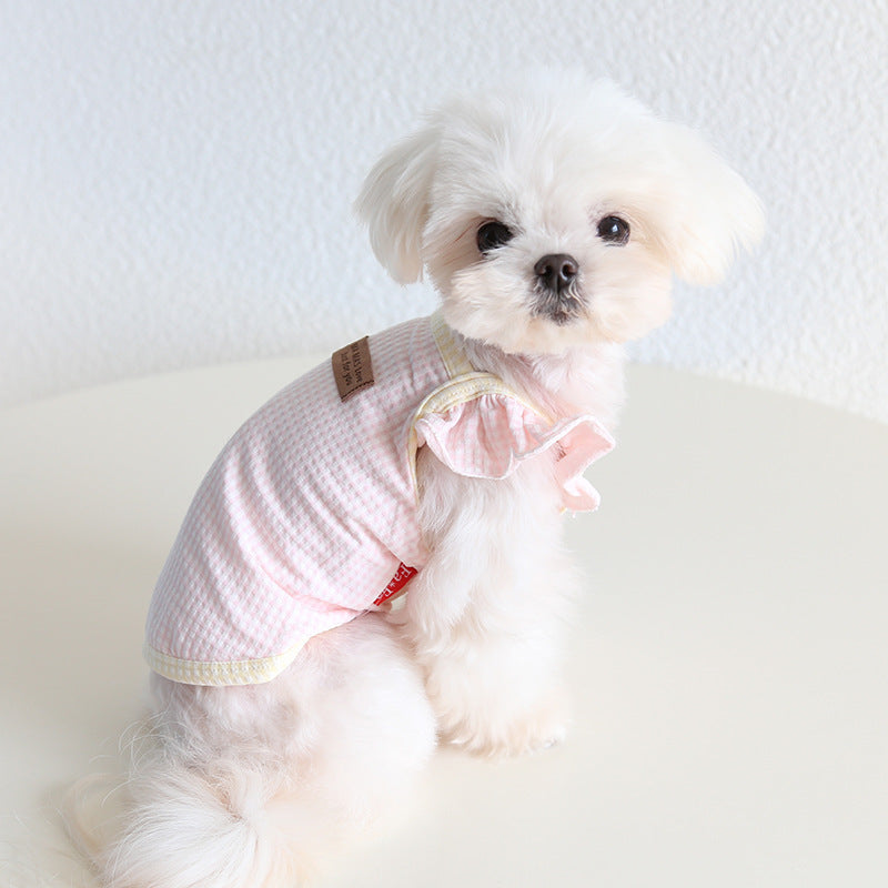 Cotton Sweet Ruffled Sleeves Dog Cat Vest