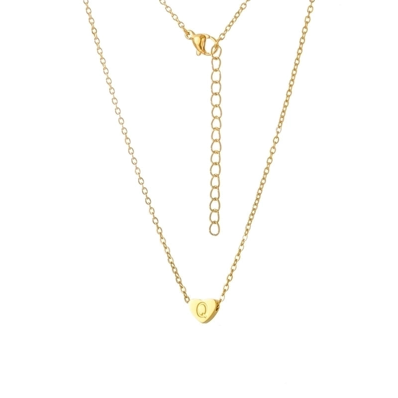 Stainless Steel Titanium Steel 18K Gold Plated Minimalist Letter Heart Shape None Pendant Necklace