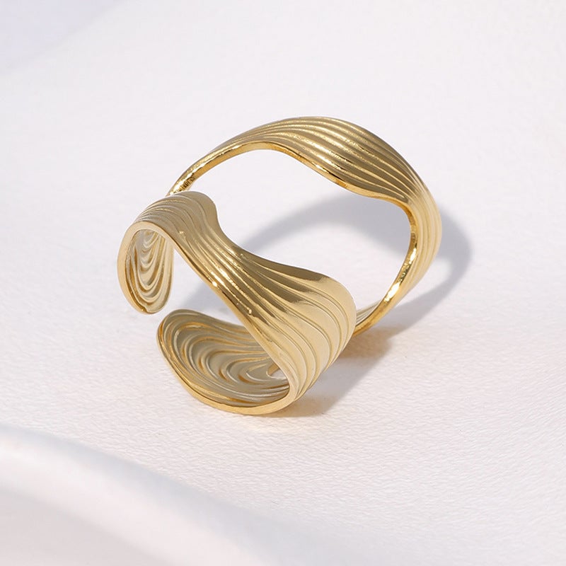 Irregular Shaped Ring Opening Wide Version Personality Exaggerated Ins Stainless Steel Ring