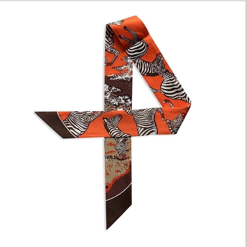 Women's Minimalist Classic Style Color Block Satin Printing Silk Scarf