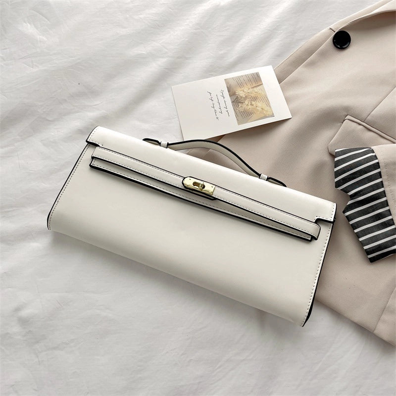 Women's Pu Leather Solid Color Elegant Square Lock Clasp Handbag