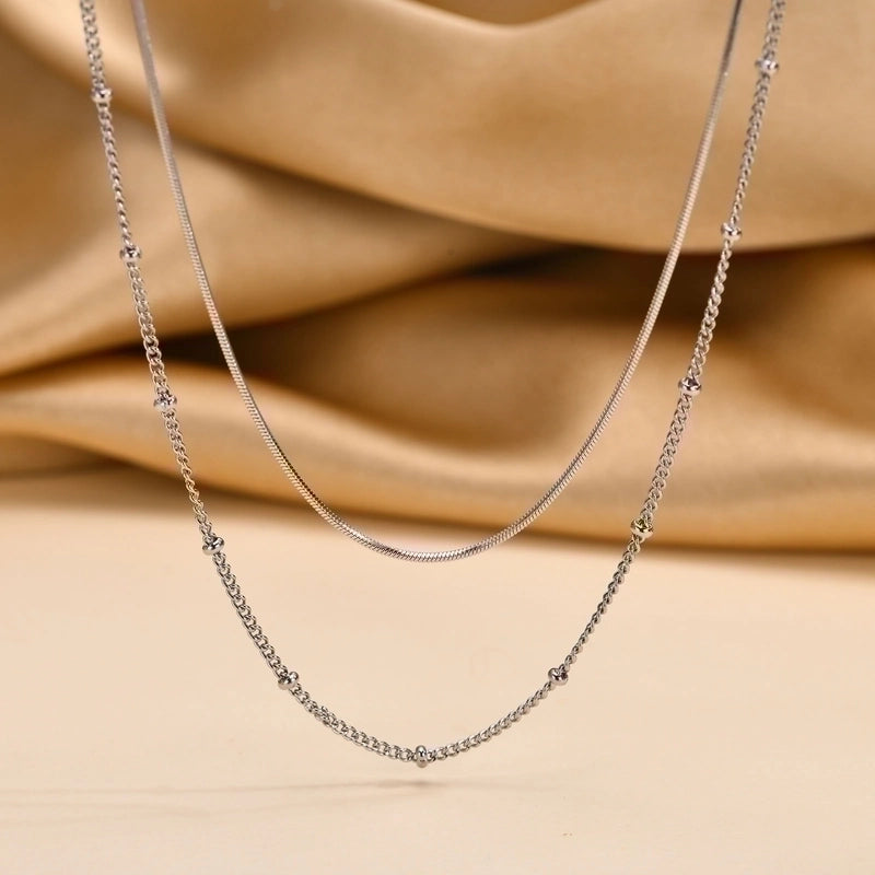 201 Stainless Steel IG Style Minimalist Plating Solid Color Double Layer Necklaces