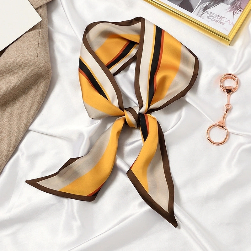 Women's Elegant Flower Satin Silk Scarf