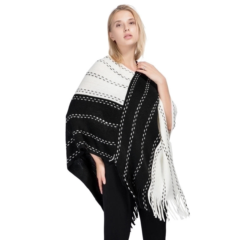 Women's Streetwear Color Block Acrylic Fiber/artificial Wool Tassel Shawl