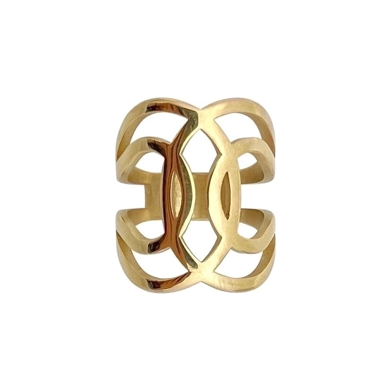 Retro Geometric 304 Stainless Steel 14K Gold Plated Irregular Stainless Steel Rings