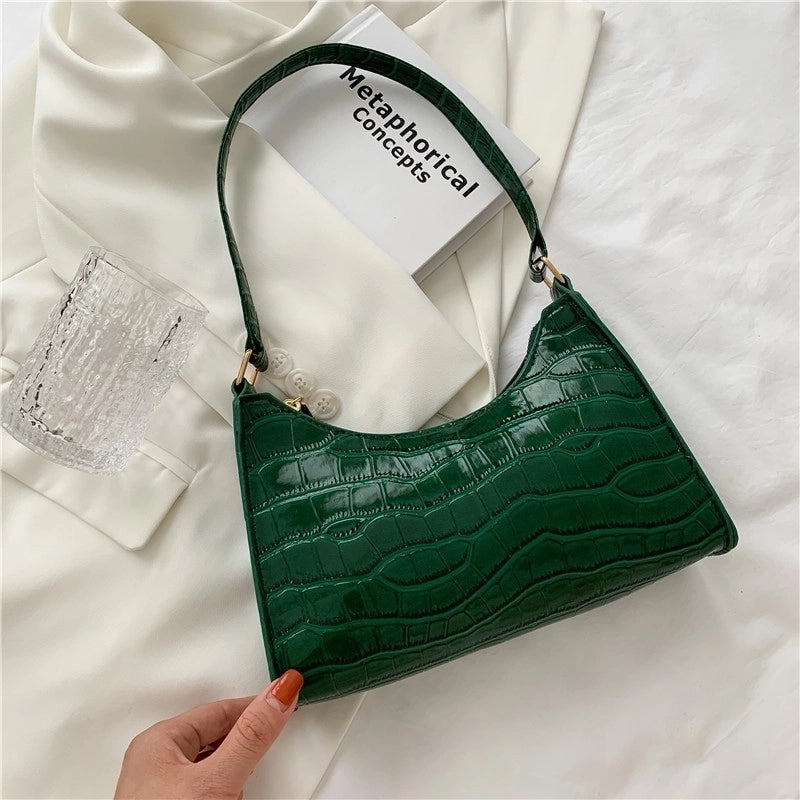 Fashion Square Crocodile Pattern Soft Surface Shoulder Bag