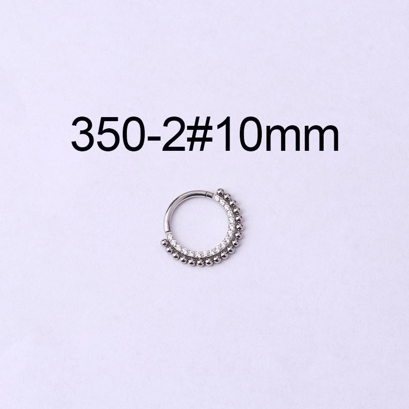 316 Stainless Steel  Fashion Inlaid Zircon Geometric Nose Ring
