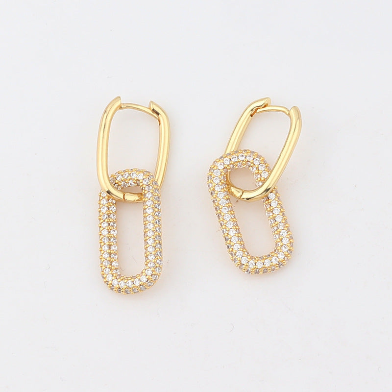 Women Diamond Metal Geometric Geometric Copper Earrings