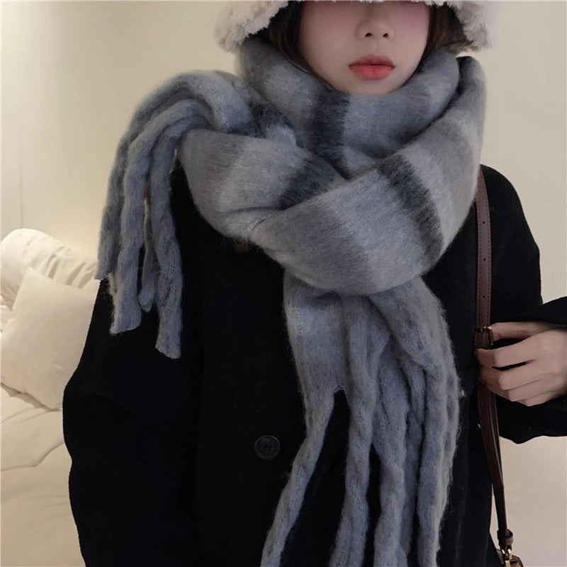 Women's Lady Minimalist Lattice Imitation Cashmere Scarf