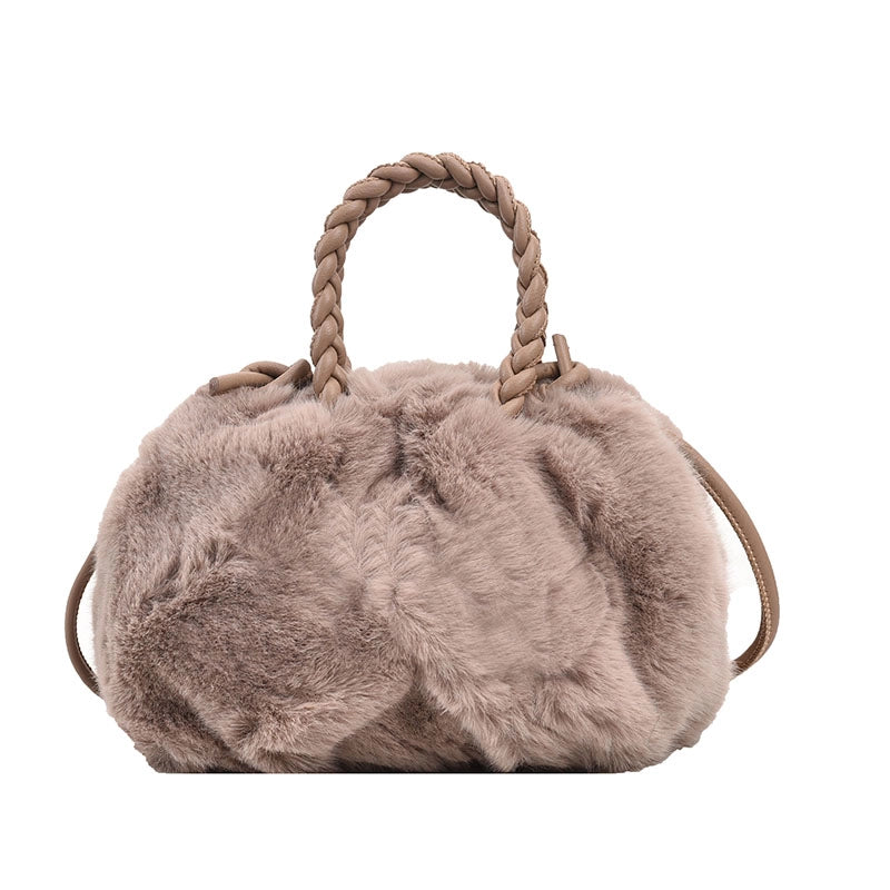 Women's Autumn&winter Plush Solid Color Classic Style Cloud Shape Magnetic Buckle Handbag