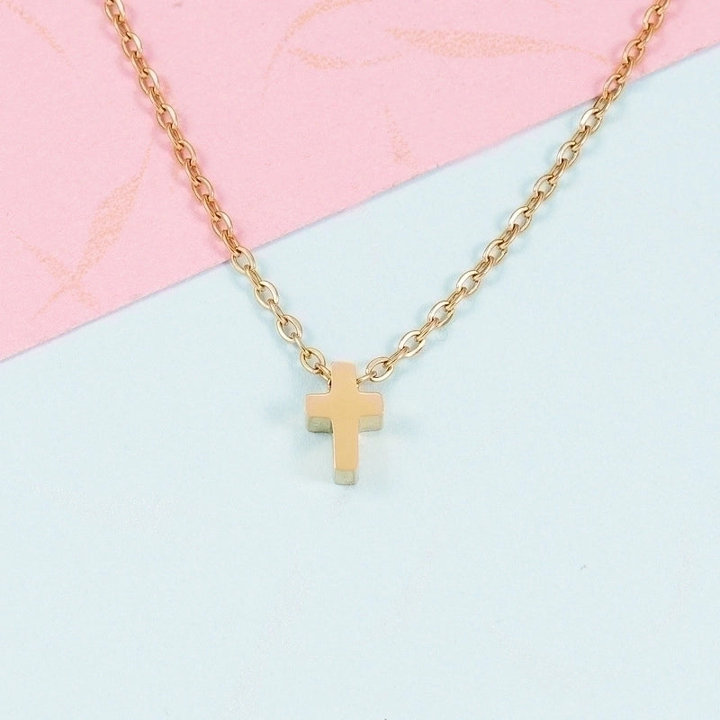 Stainless Steel 18K Gold Plated Basic Classic Style Plating Cross None Pendant Necklace