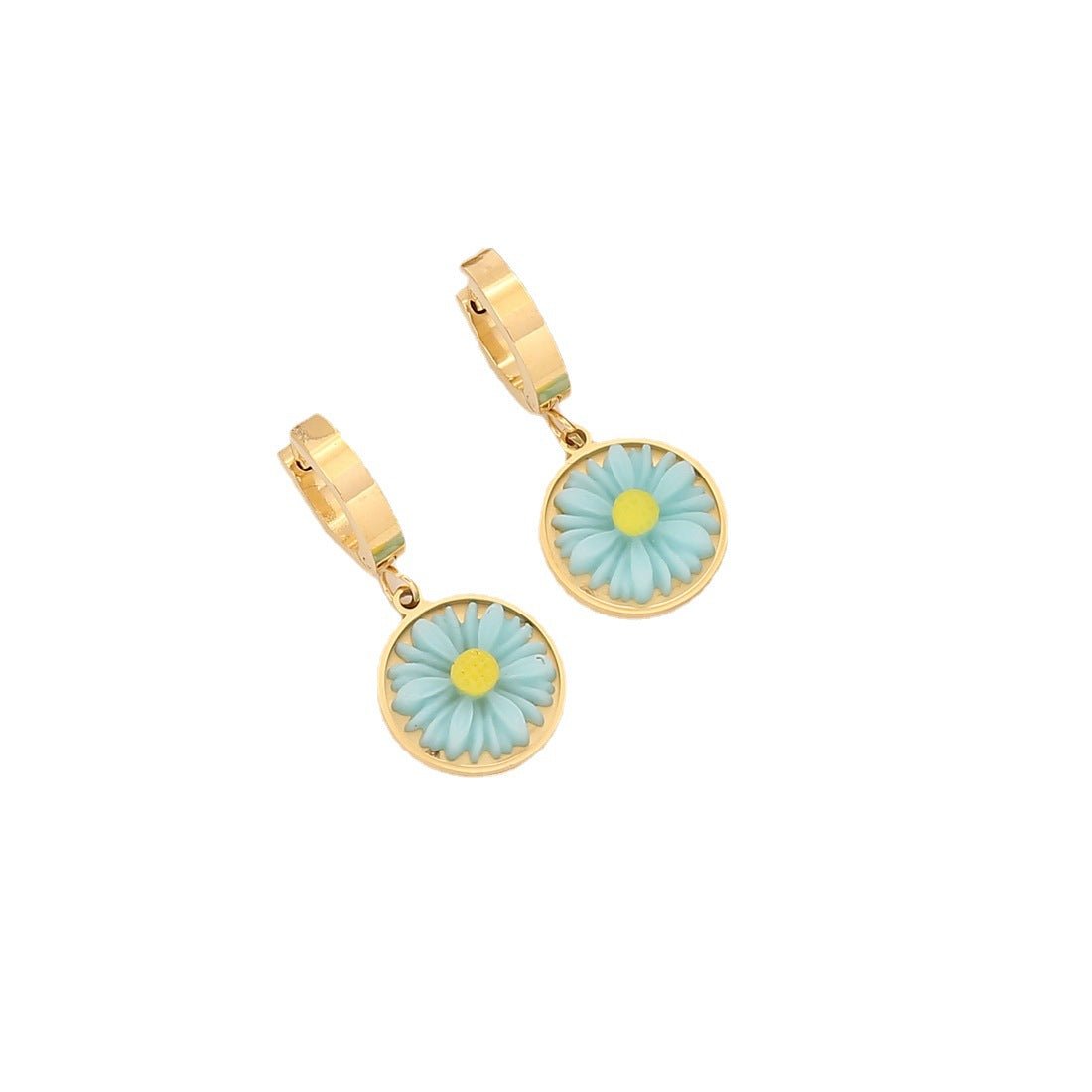 Little Daisy Flower Stainless Steel Electroplating Earrings