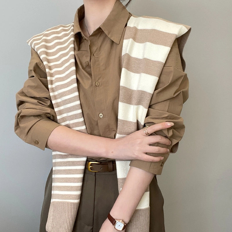 Unisex Casual Minimalist Stripe Polyester Shawl
