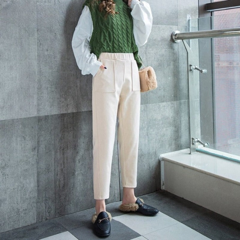 Vintage Winter Woolen Pants For Women