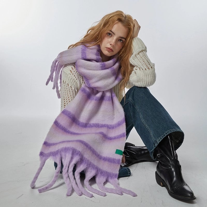 Women's Sweet Geometric Polyester Tassel Scarf