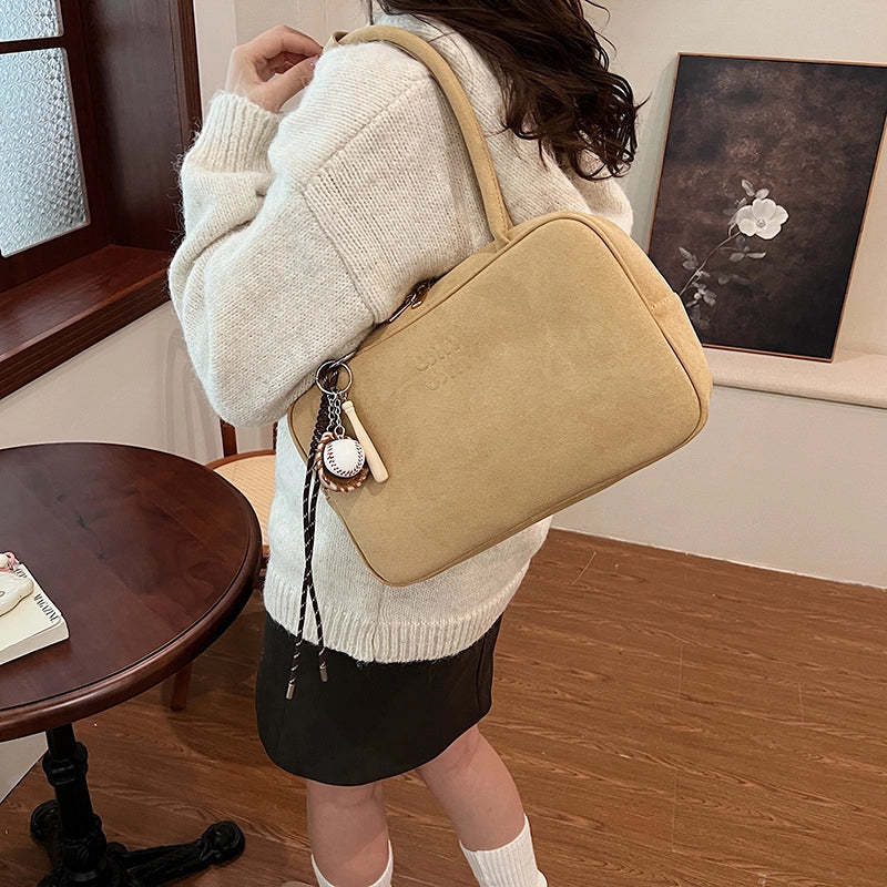 Women's Pu Leather Solid Color Basic Square Zipper Shoulder Bag Handbag Crossbody Bag