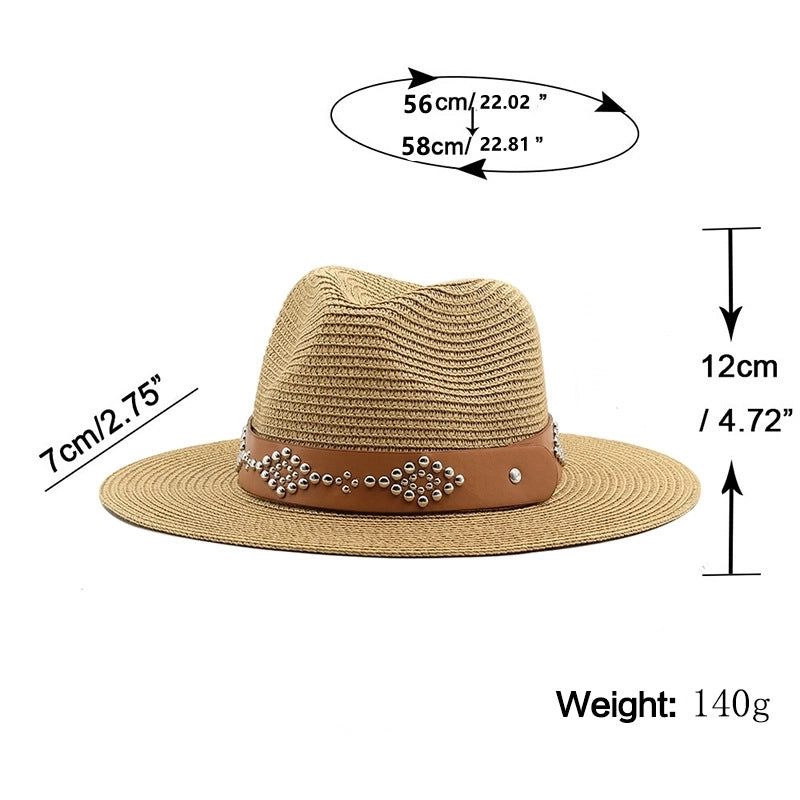 Women's Minimalist Color Block Flat Eaves Straw Hat
