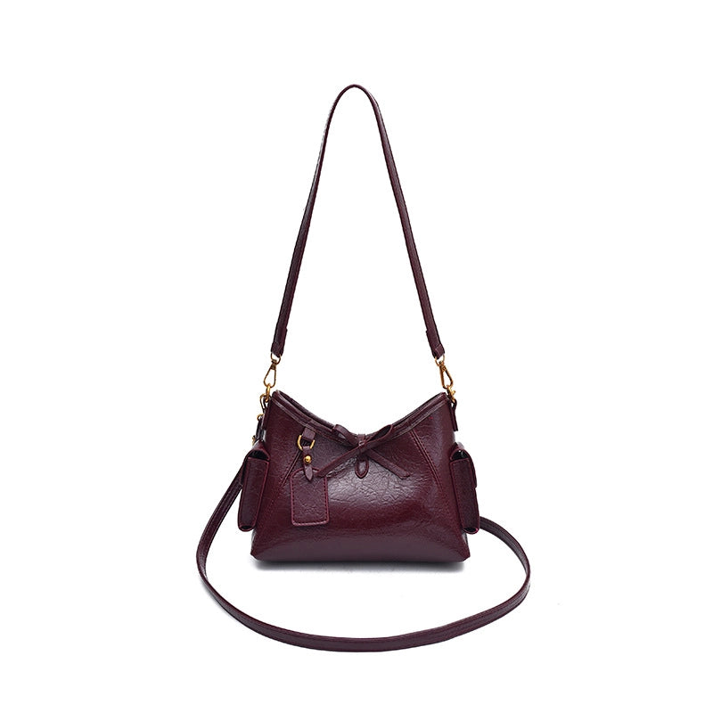Women's Medium PU Solid Color Elegant Streetwear Bucket Zipper Bucket Bag