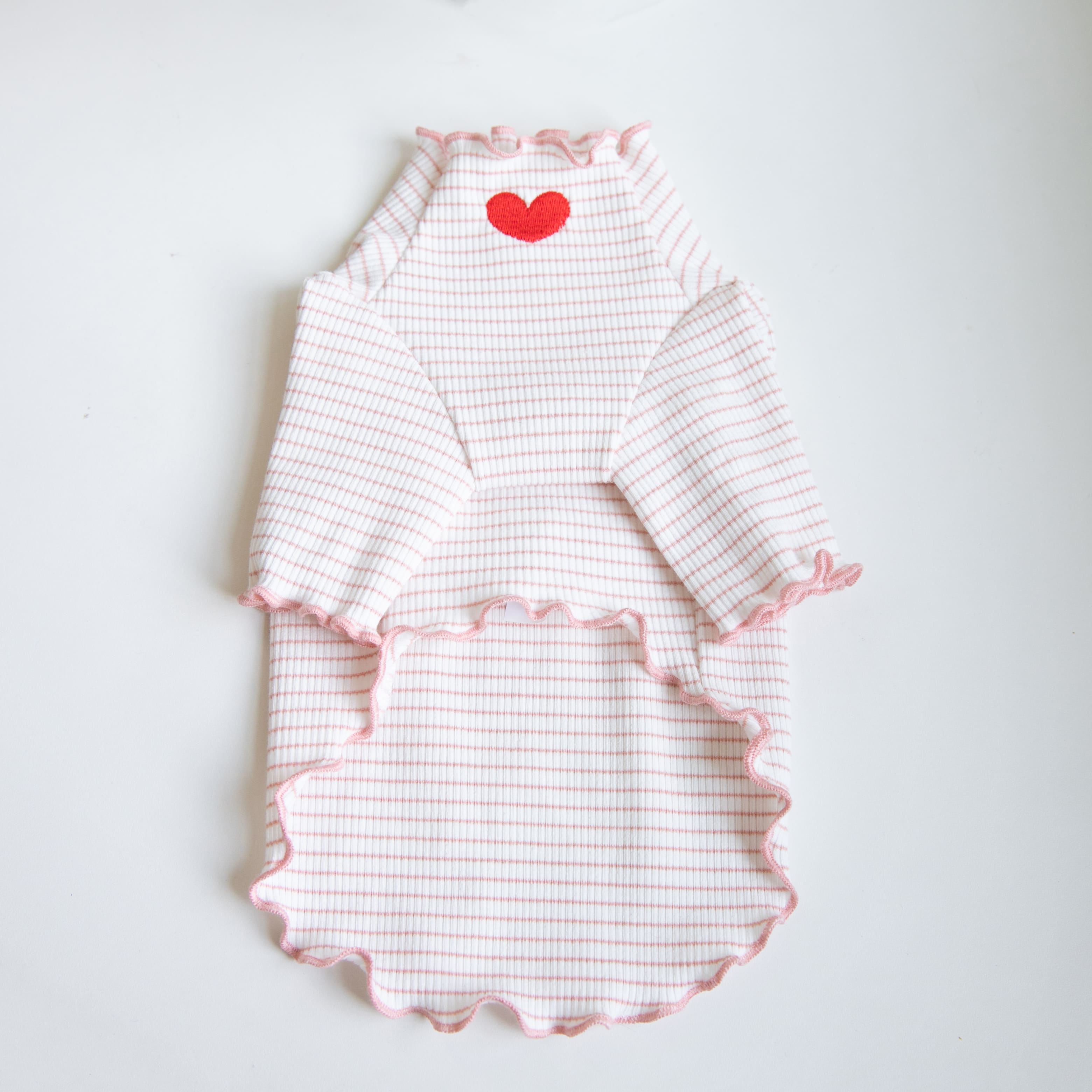 Heart Ruffled Striped Dog Cat Sweatshirt